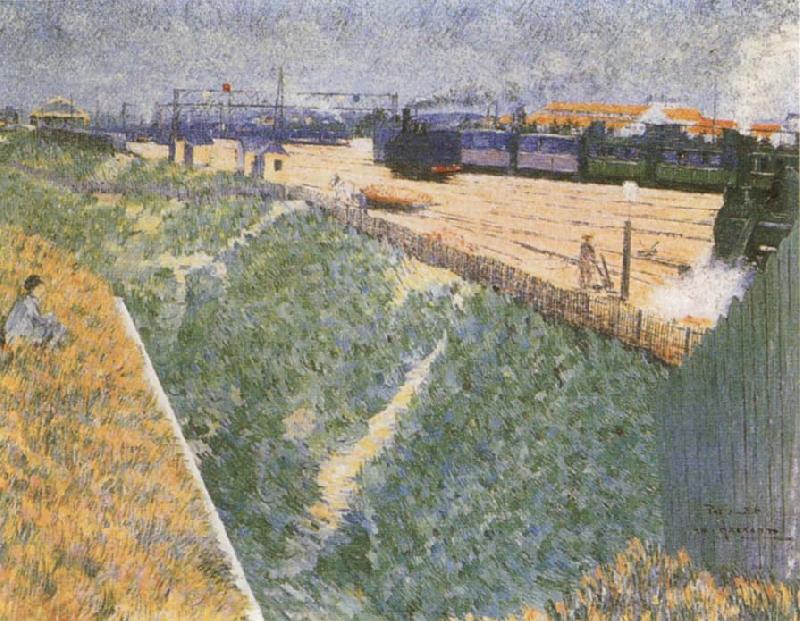 Charles Angrand The Western Railway Leaving Paris Norge oil painting art